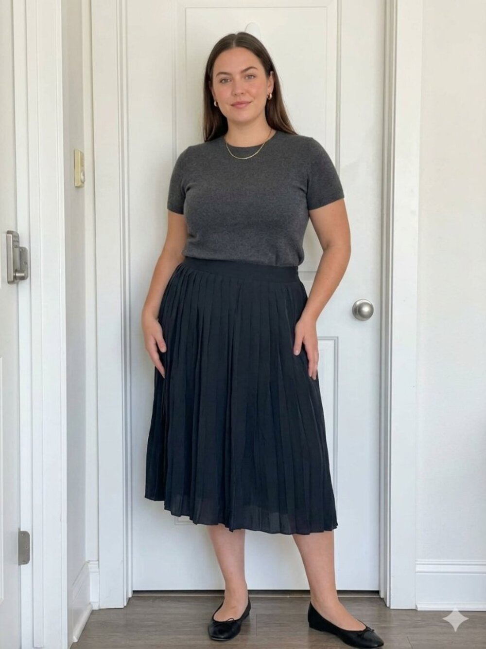 Vintage Black Silk Pleated Skirt Size 14